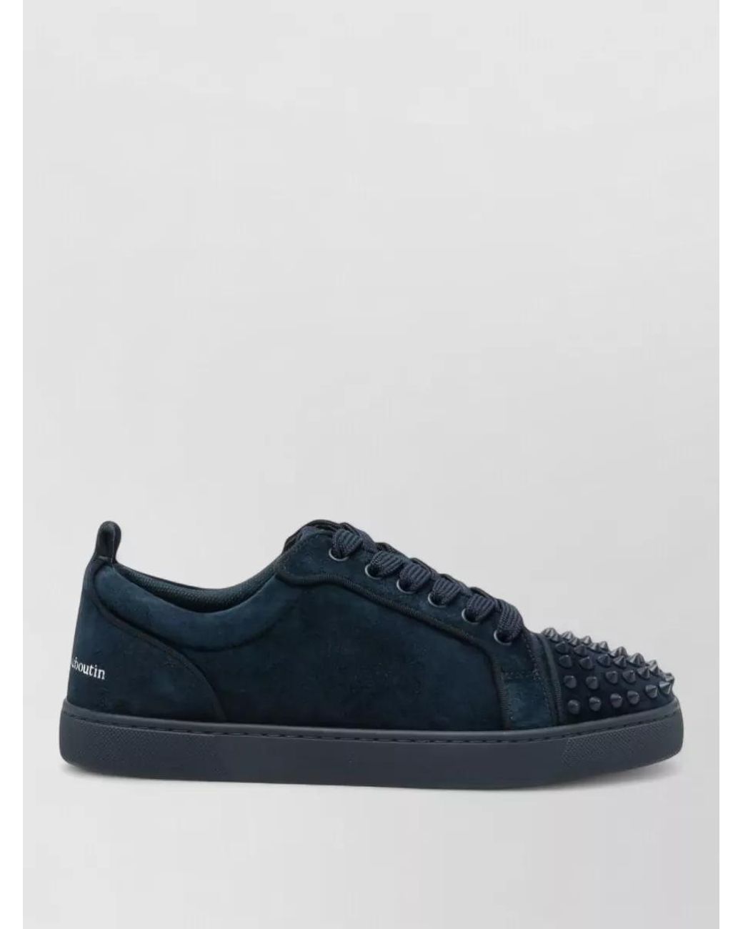 Christian Louboutin Blue Leather Spike-Embellished Lace-Up Sneakers for men