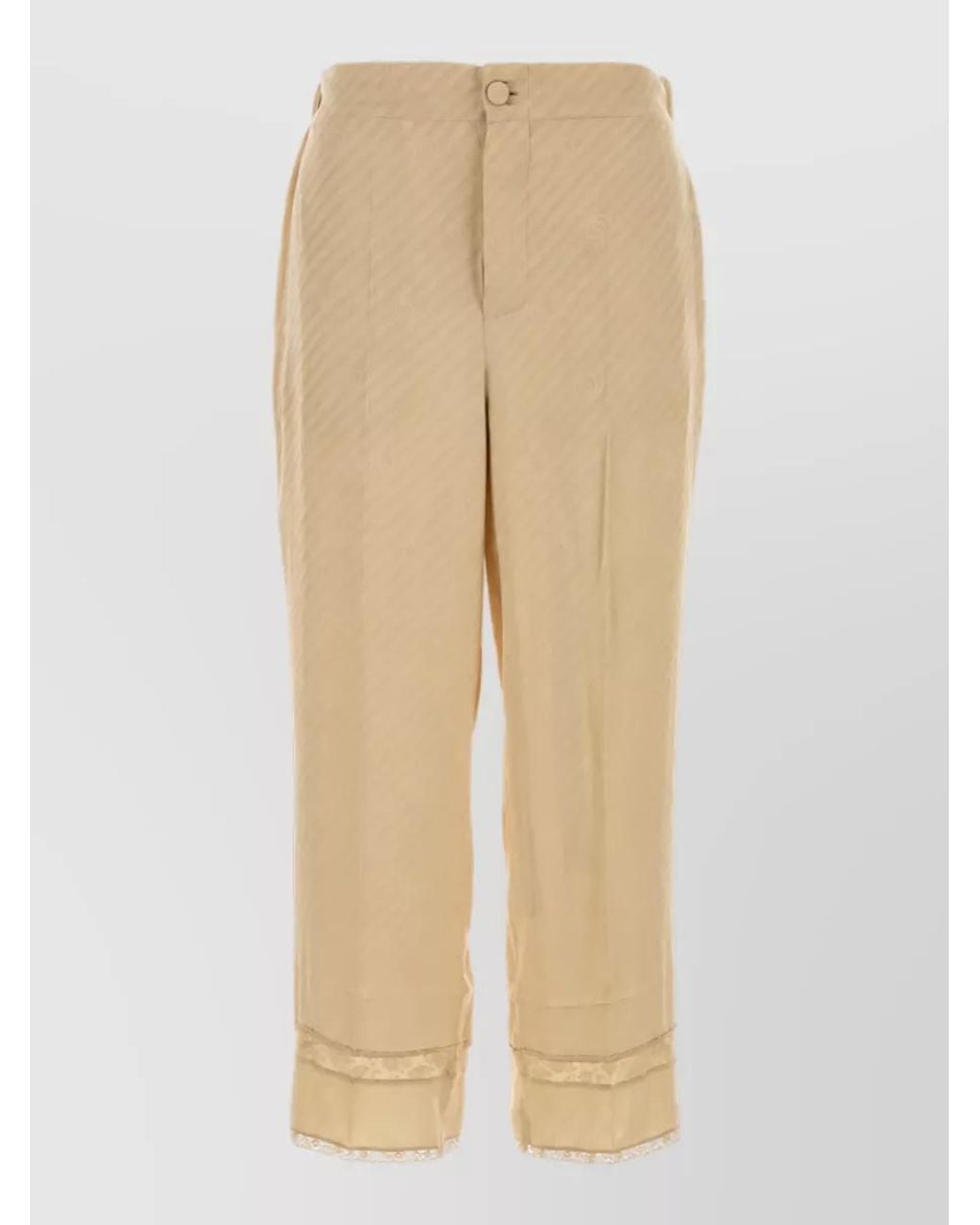 Gucci Natural Silk Embroidered Pants