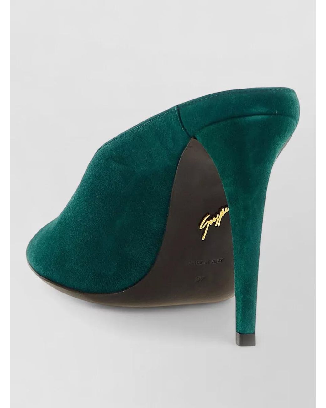 Giuseppe Zanotti Green Suede Leather V-Neck Mules