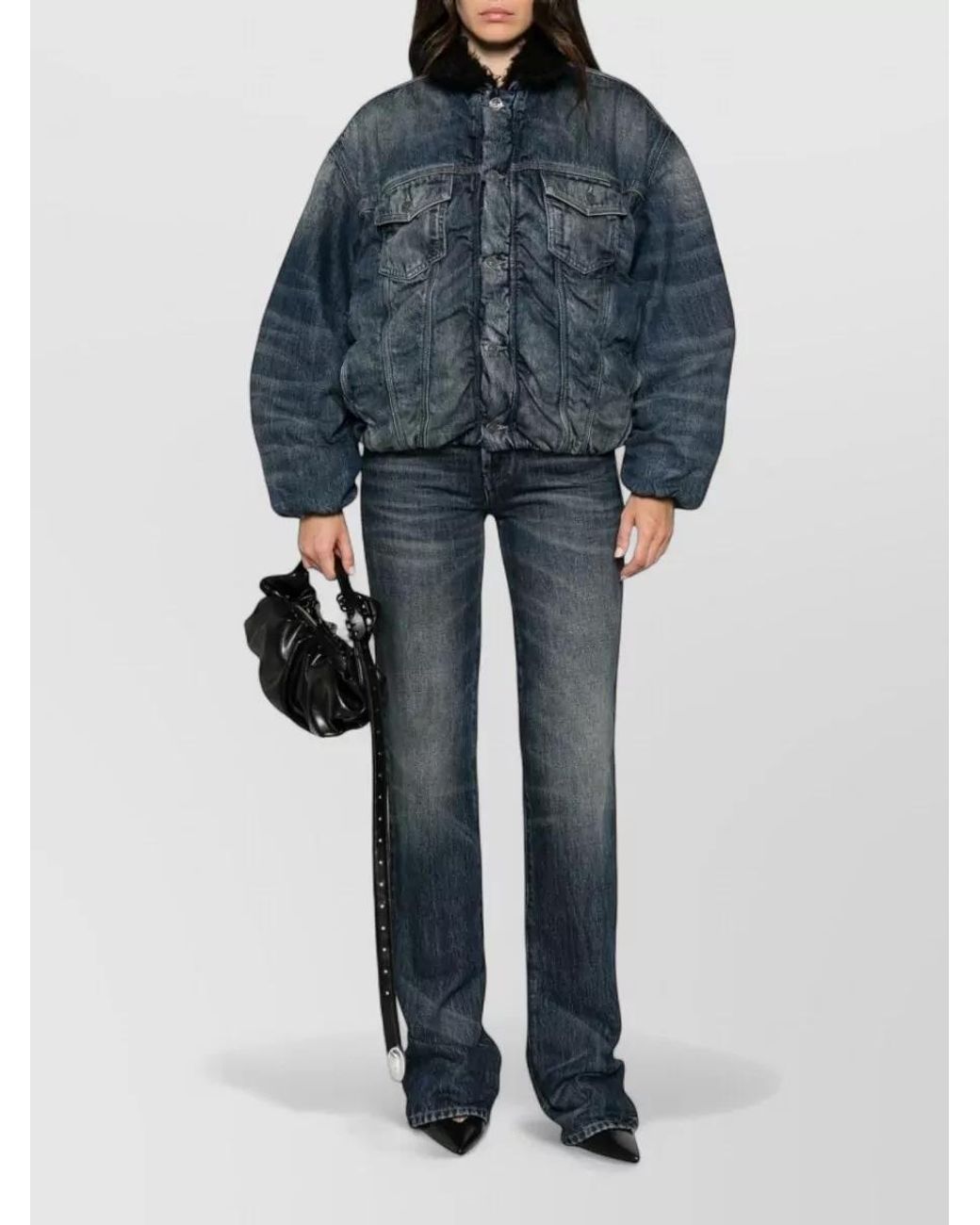 DIESEL Blue Denim Mid-Rise Straight-Leg Extra-Long Jeans
