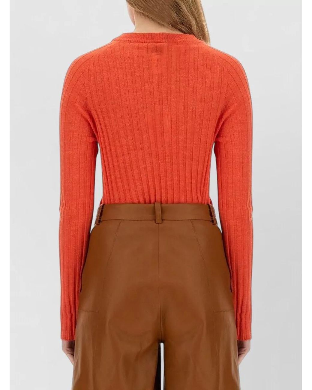 Alysi Red Ribbed Cotton Slim-Fit Knitted Top