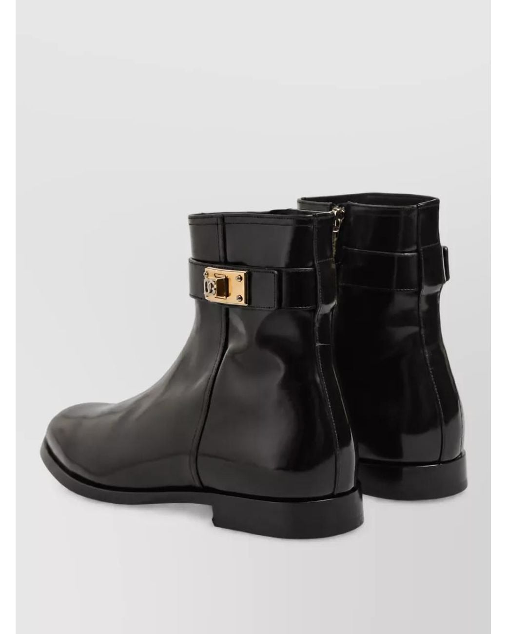 Dolce & Gabbana Black Leather Buckle Mid Calf Boots for men