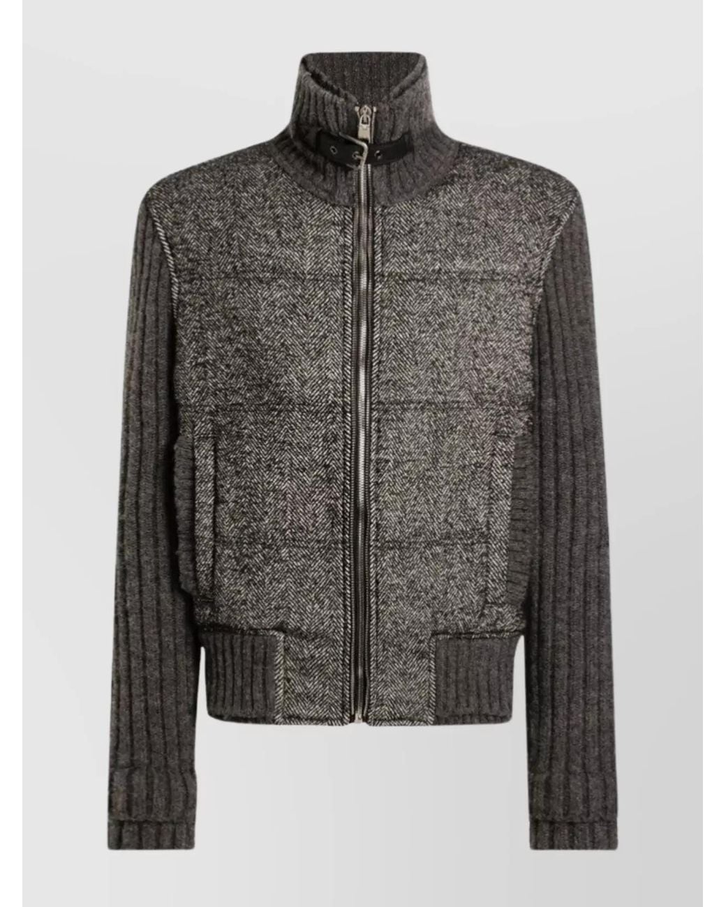 Dolce & Gabbana Black Quilted Houndstooth Bomber Jacket for men