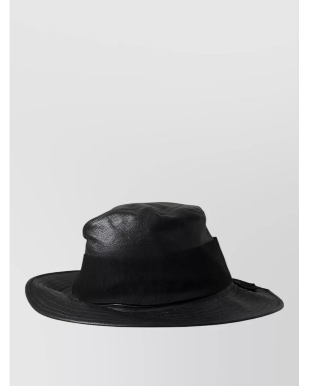 Dolce & Gabbana Black Leather Crystal-Embellished Wide-Brim Fedora Hat