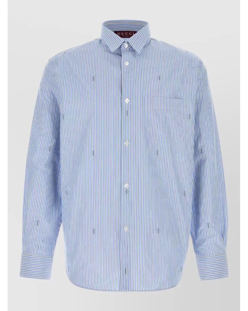 Gucci Blue Striped Cotton Poplin Regular-Fit Long-Sleeve Shirt for men