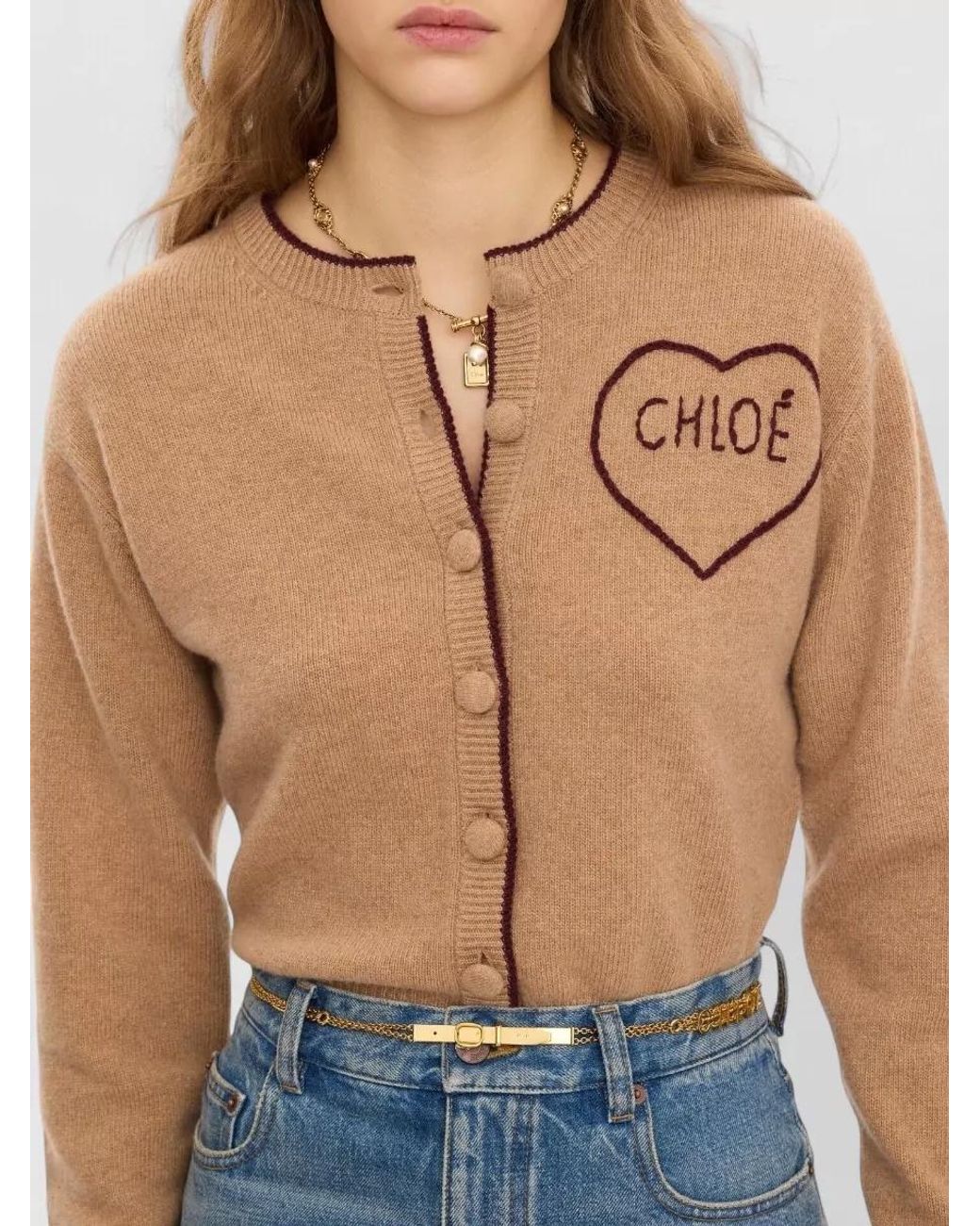 Chloé Natural Ribbed Slim-Fit Crew-Neck Wool Cashmere Cardigan