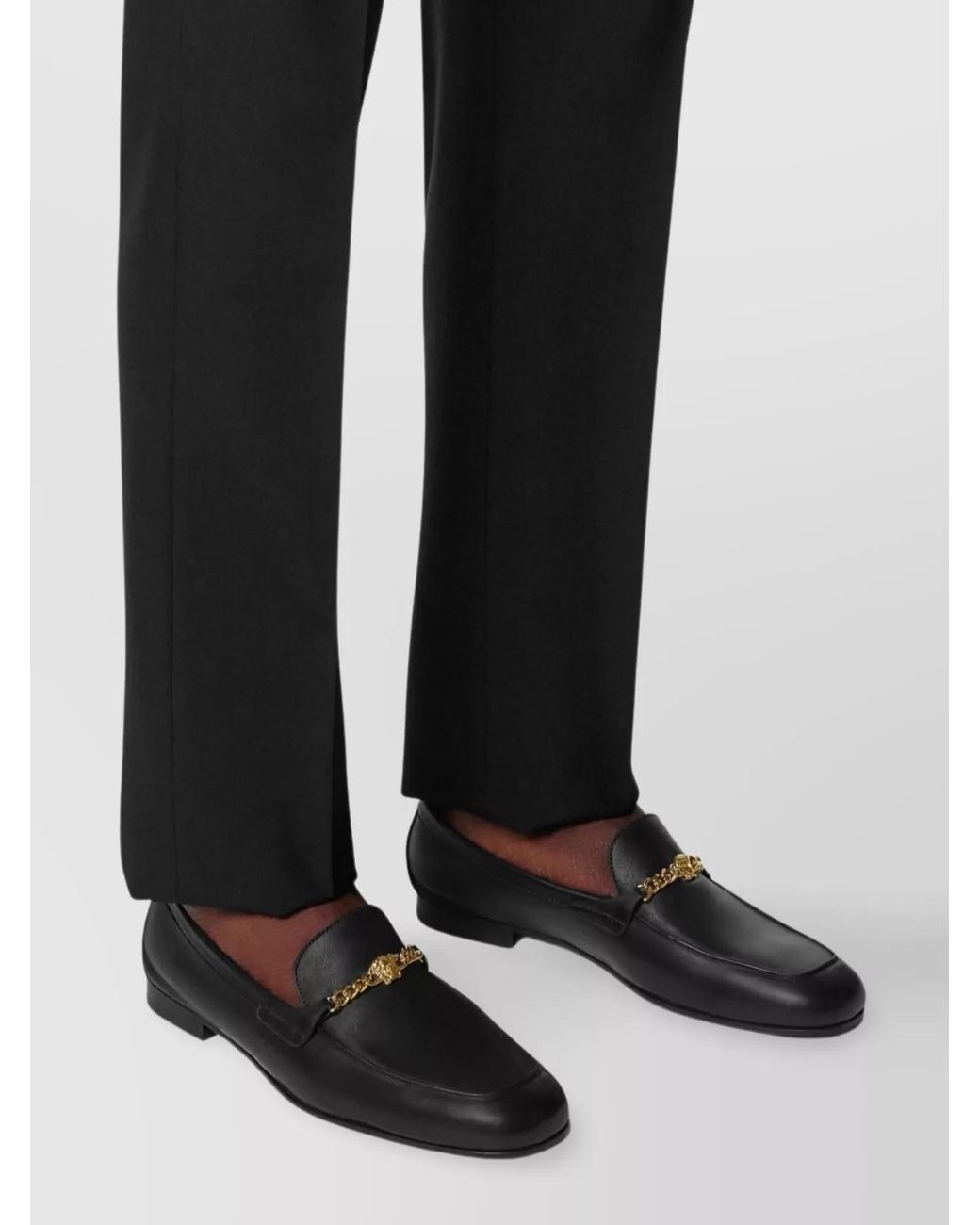 Versace Black Leather Medusa Loafers for men