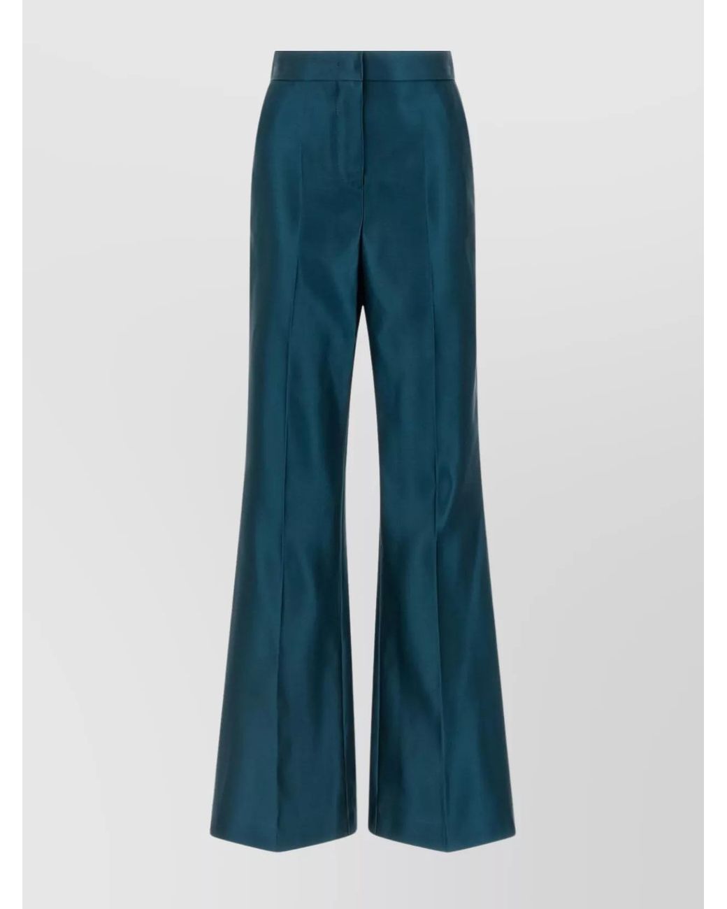 Fendi Blue Silk High-Rise Flared Trousers