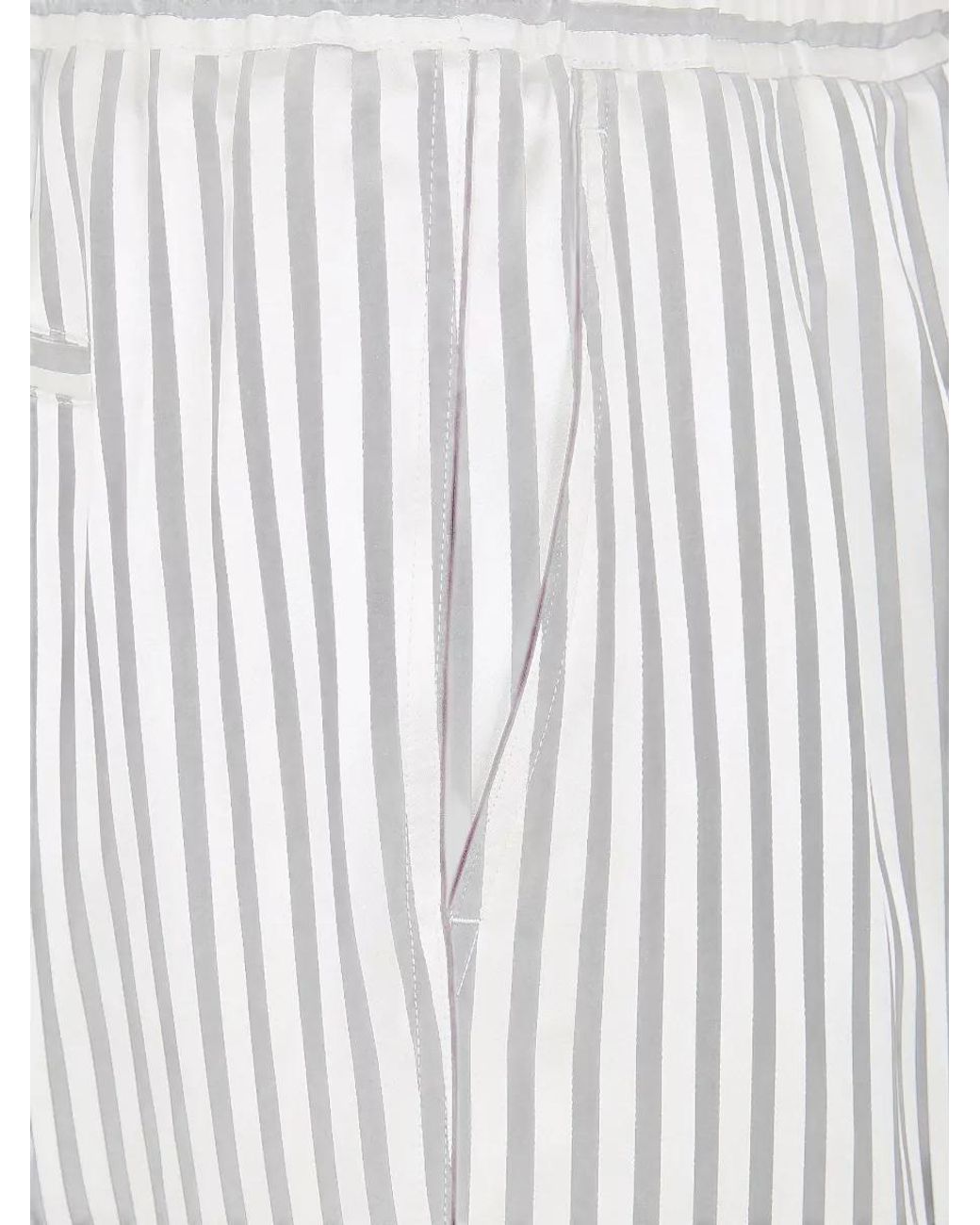 Tom Ford White Silk Striped Pleated Lounge Trousers for men
