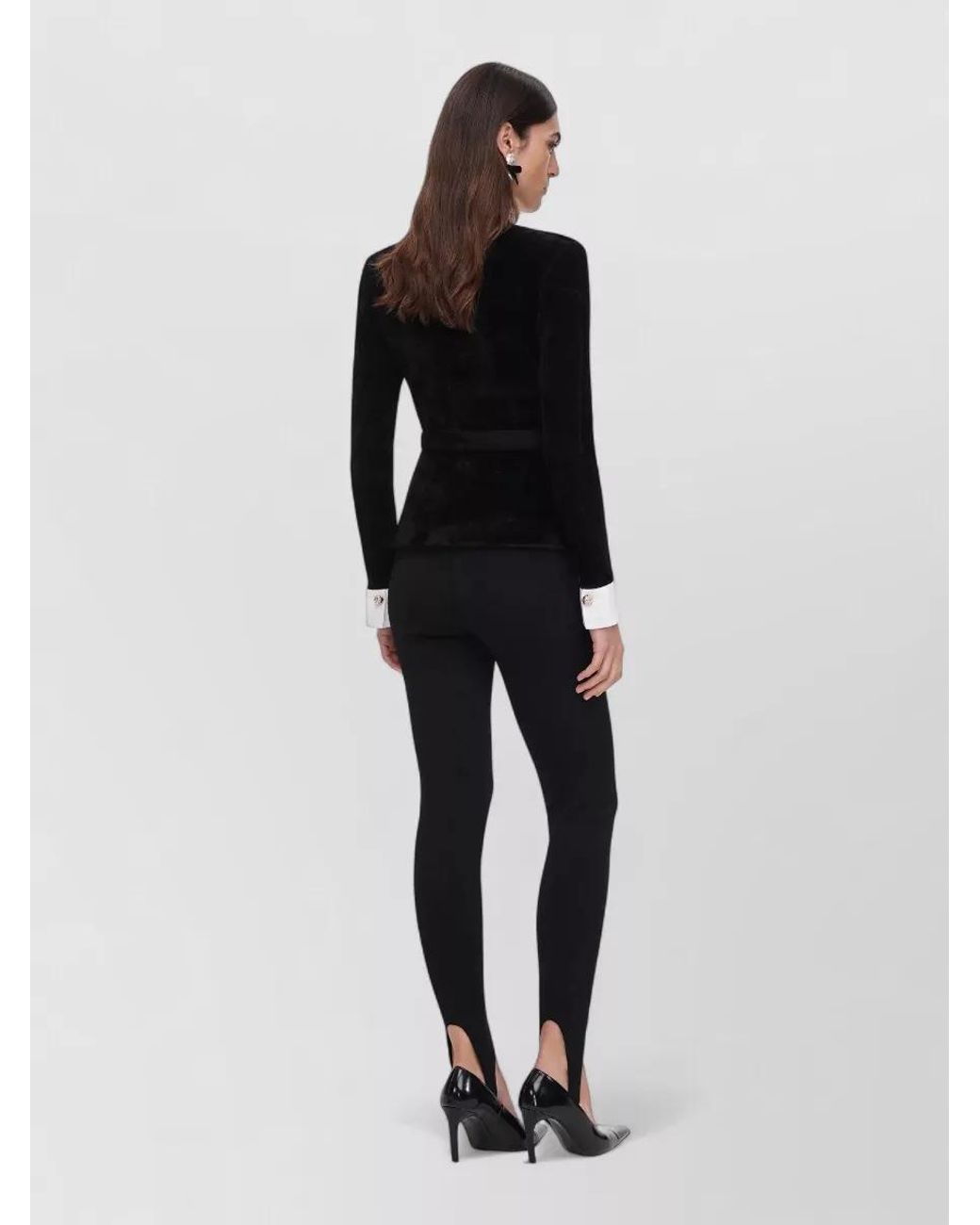 Self-Portrait Black Chenille Knit Fitted Jacket
