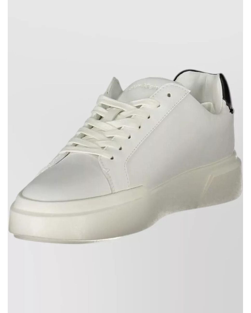 Calvin Klein White Leather Lace-Up Sneakers