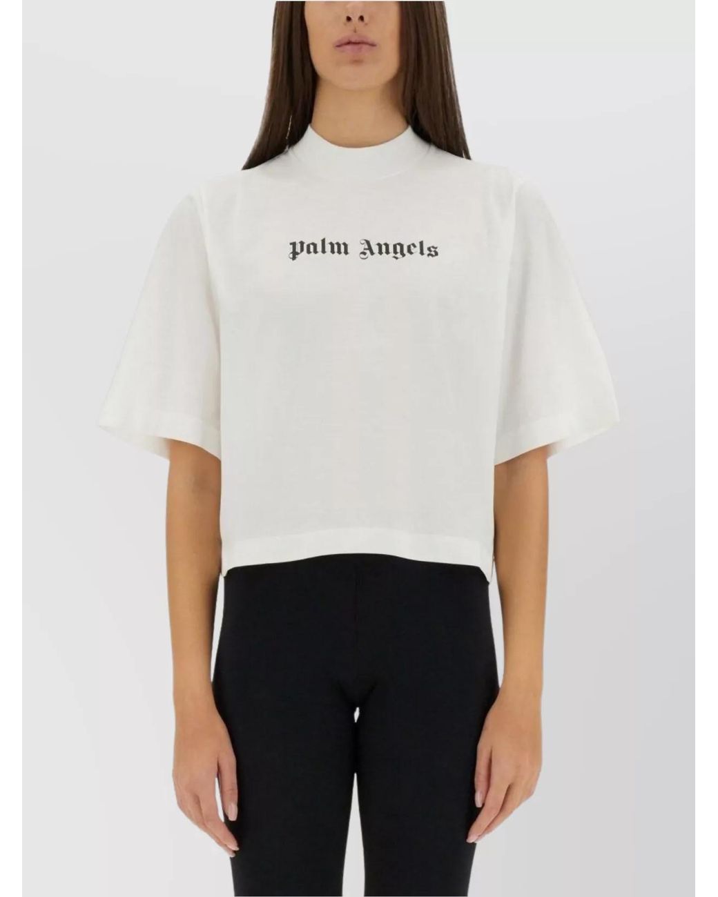 Palm Angels White Cropped Logo T-Shirt