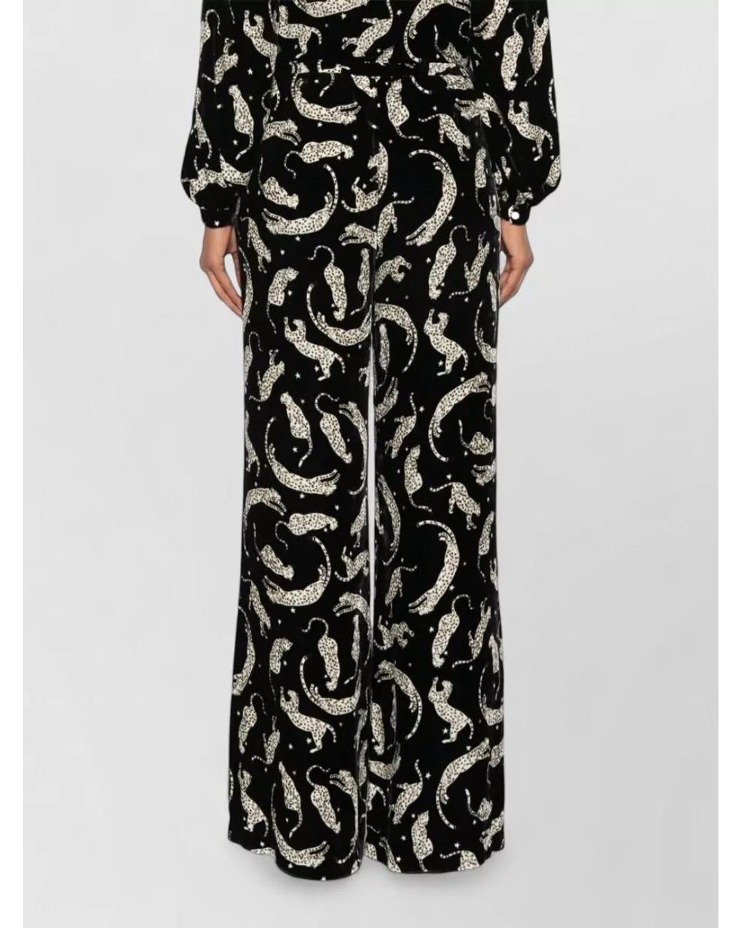Forte_forte Black Silk Leopard-Print Wide-Leg Pyjama Bottoms