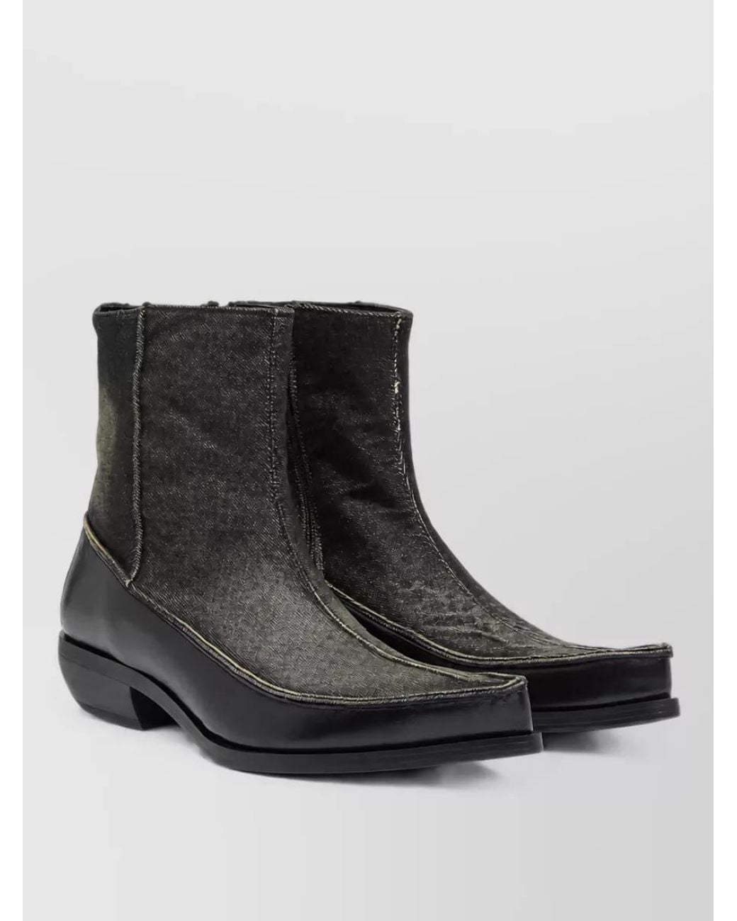 DIESEL Black Leather Ankle Boots for men