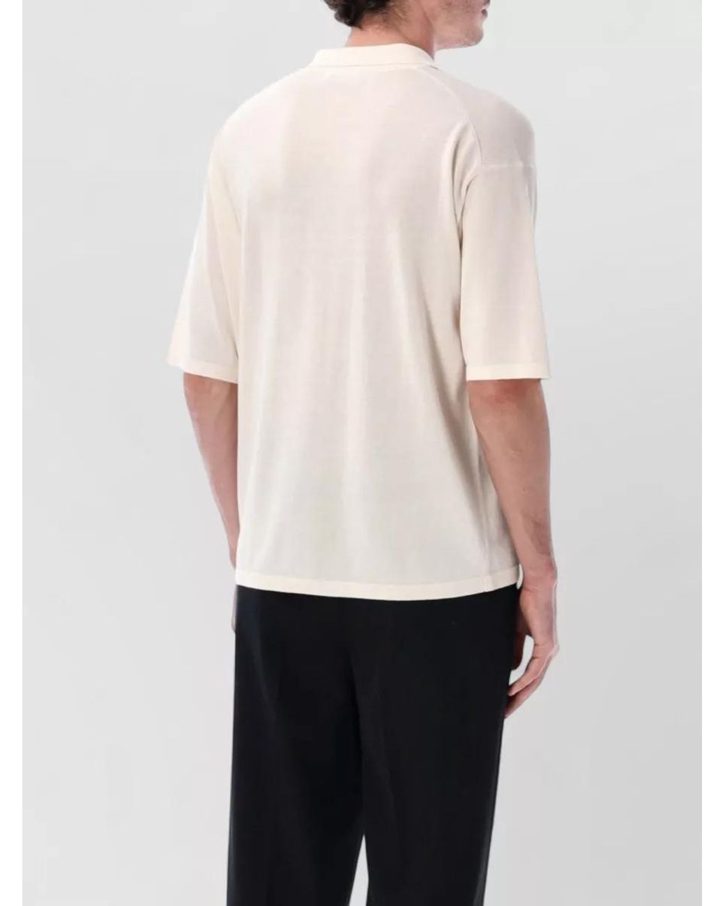 Roberto Collina White Cotton Crepe Relaxed-Fit Short-Sleeve Polo Shirt for men