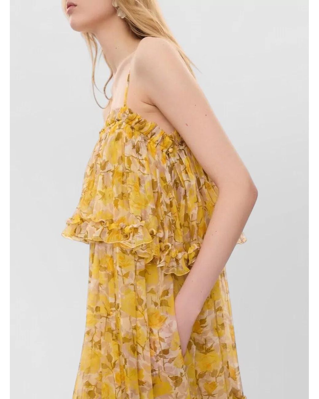 Chloé Metallic Silk Ruffled Maxi Dress