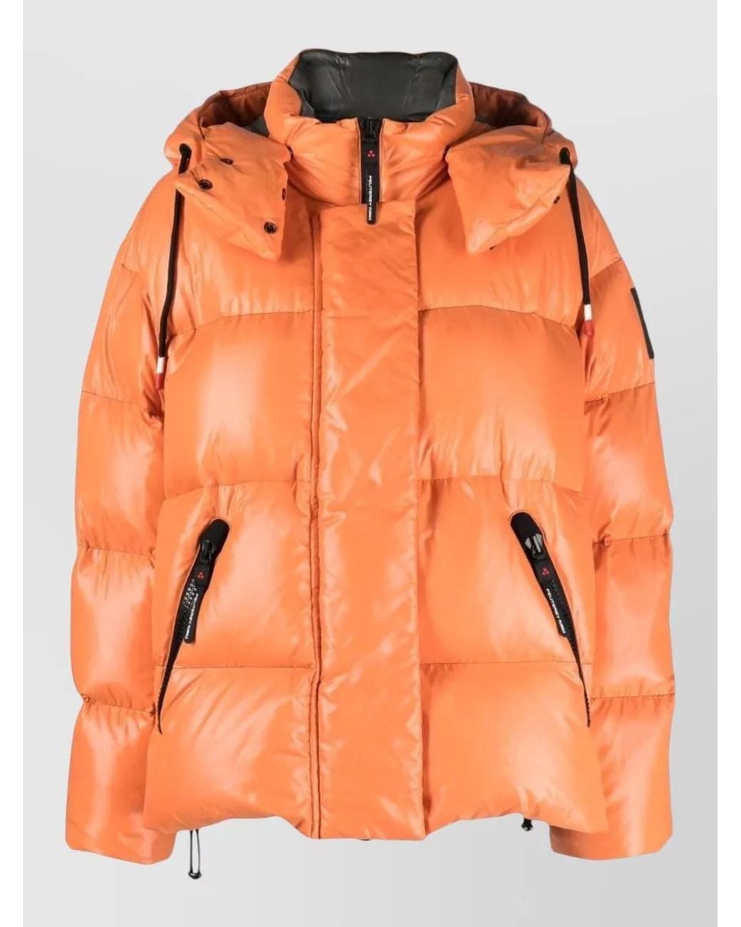 Peuterey Orange Down Quilted Hooded Puffer Jacket