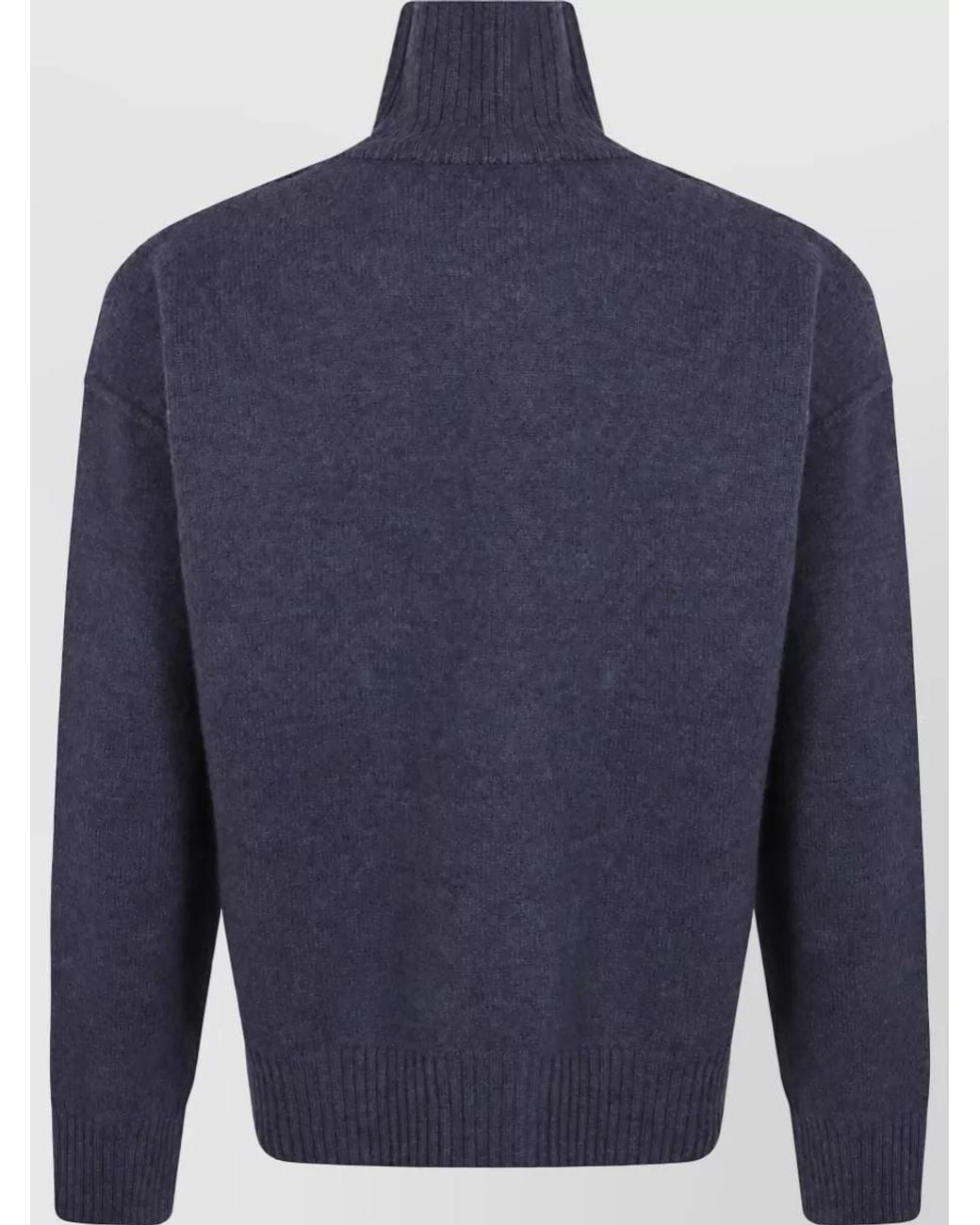 AMI Blue Wool Funnel Neck Sweater