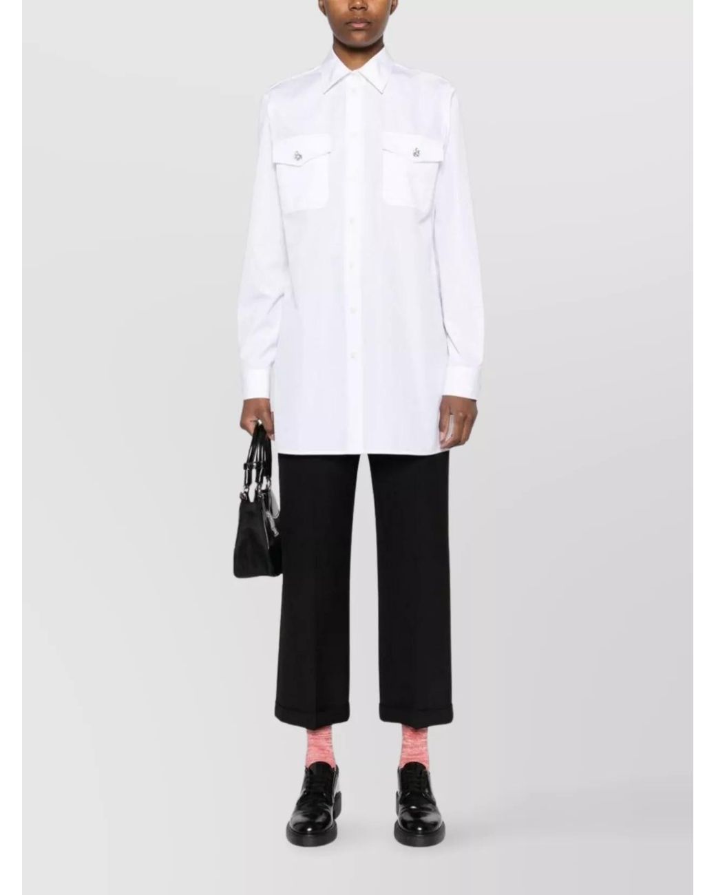 Prada White Cotton Long-Sleeve Shirt
