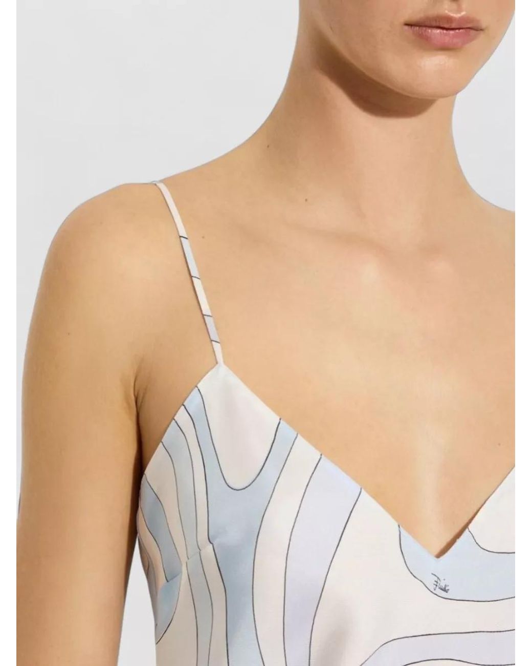 Emilio Pucci White Silk V-Neck Spaghetti-Strap Top