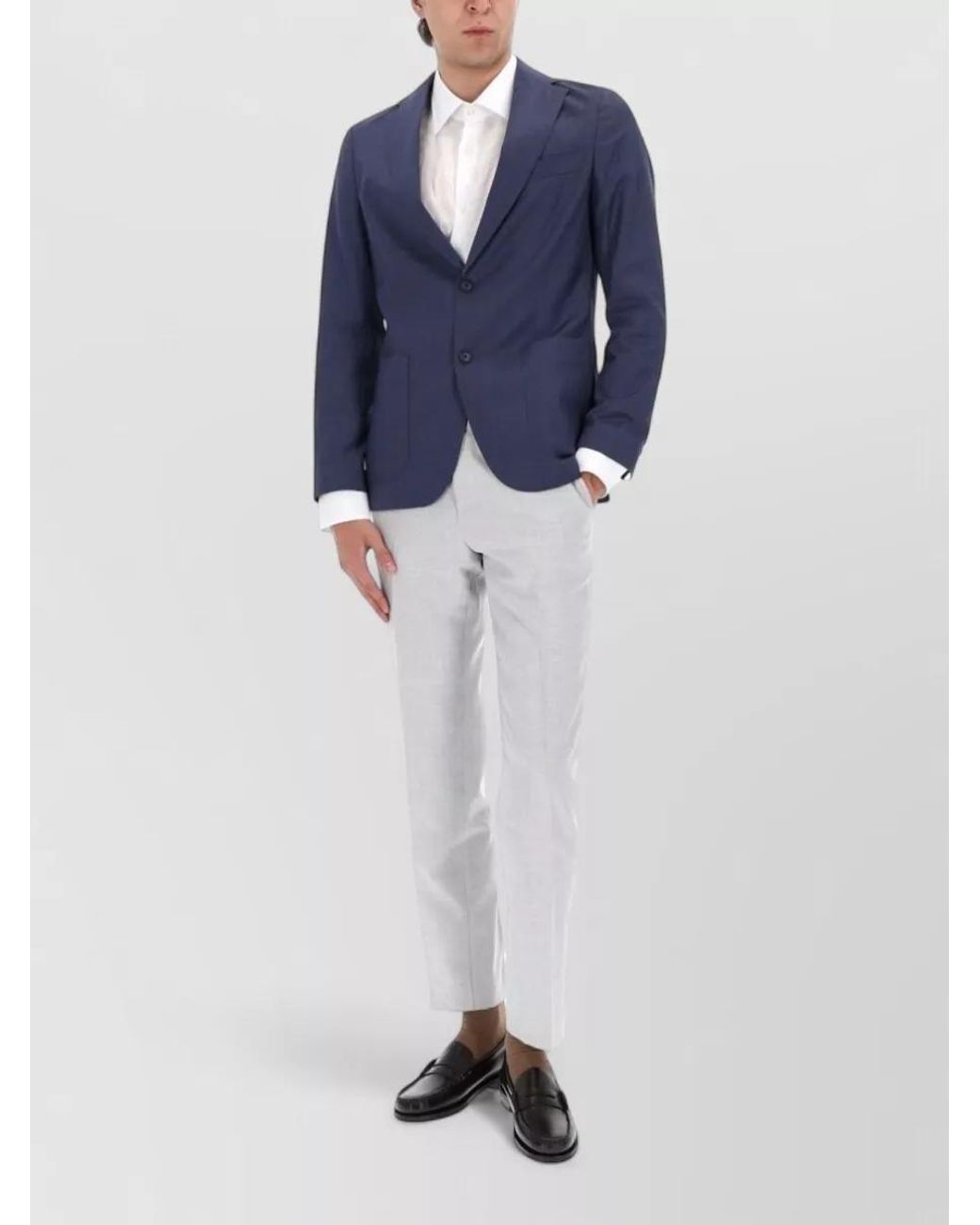 Boss Blue Virgin Wool Suit Jacket for men