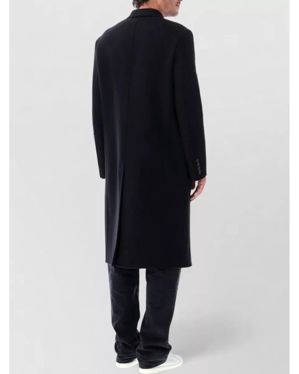 Saint Laurent Black Wool Double-Breasted Coat for men