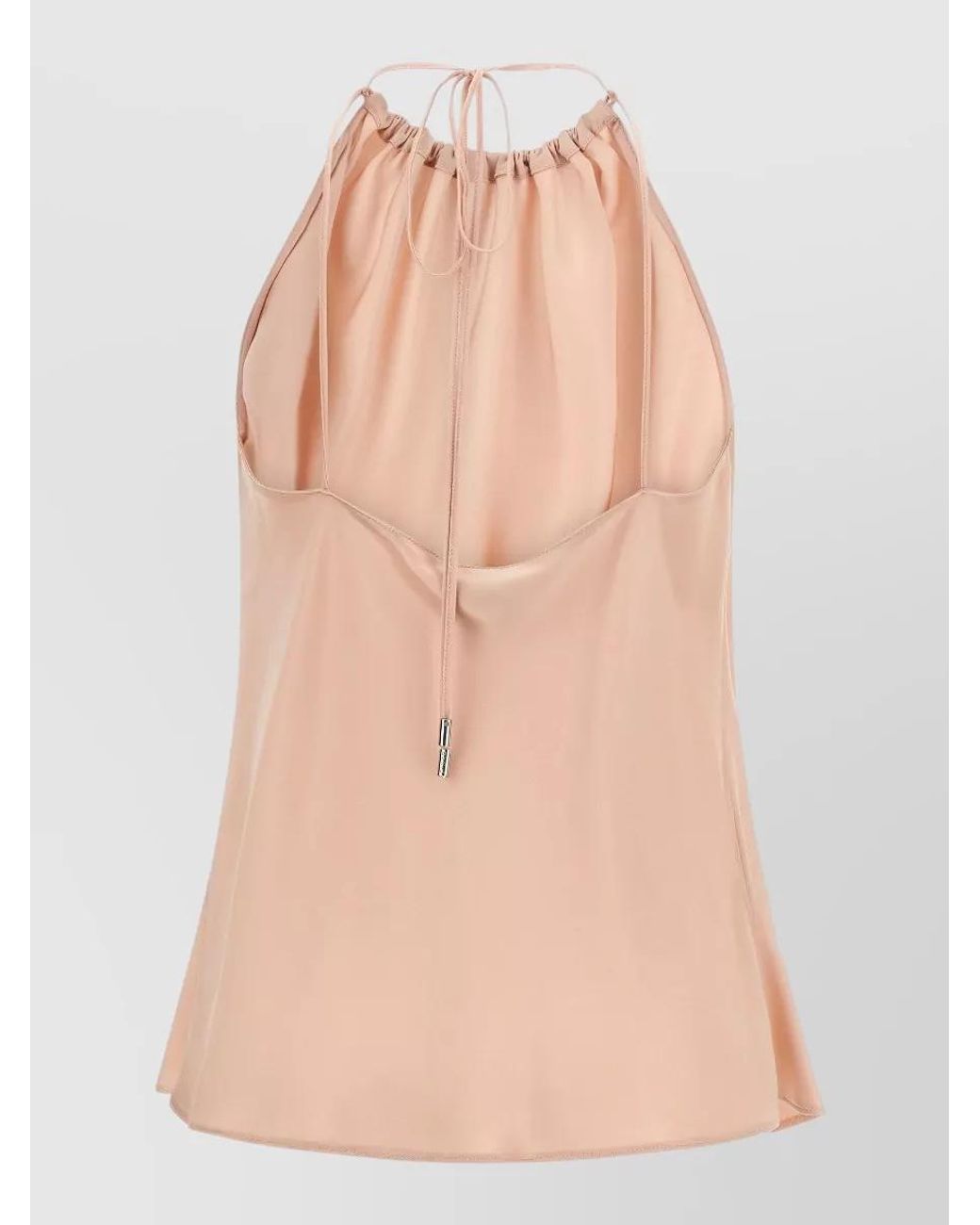 Pinko Pink Satin Gathered Halterneck Sleeveless Blouse