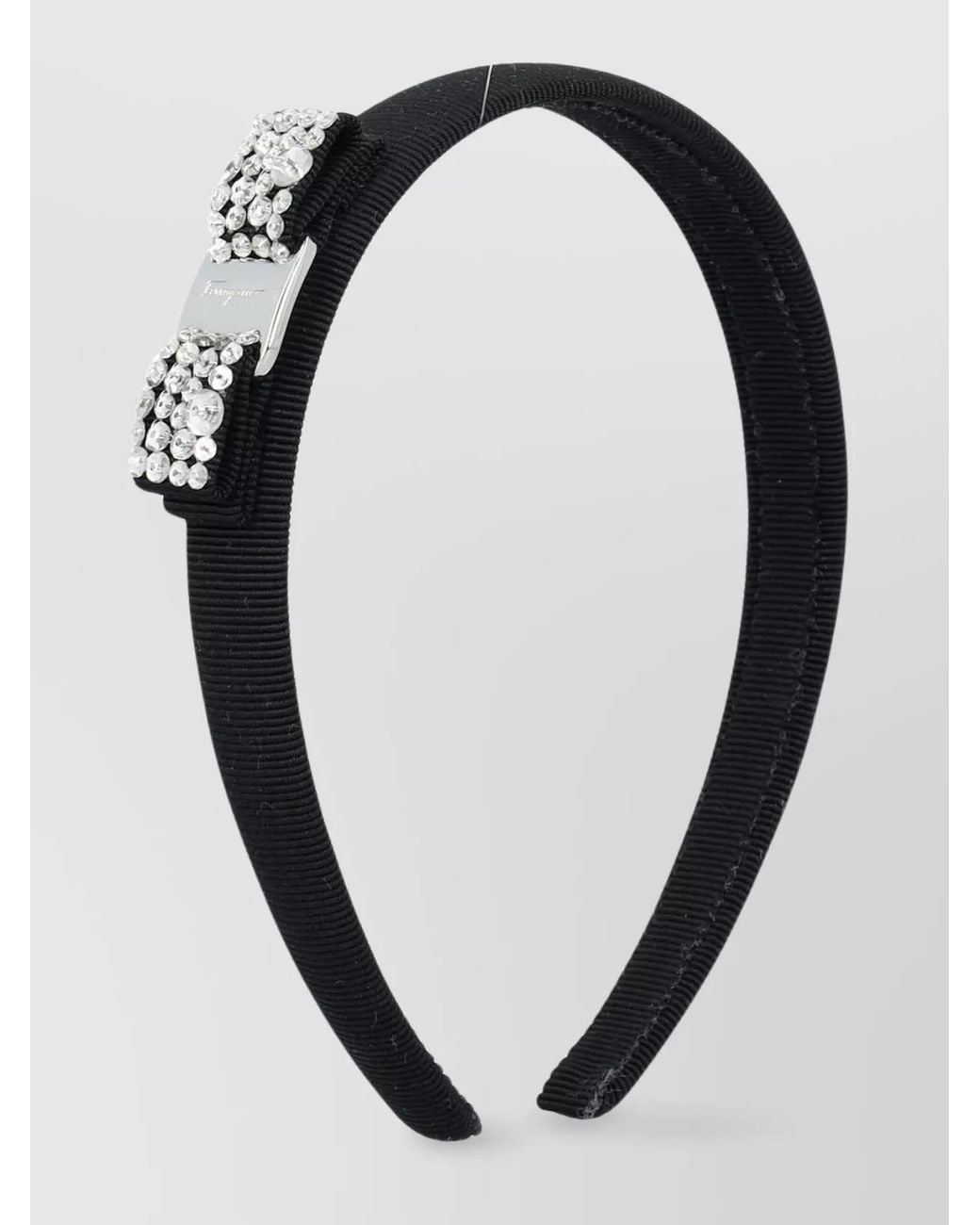 Ferragamo Black Crystal-Embellished Bow Headband