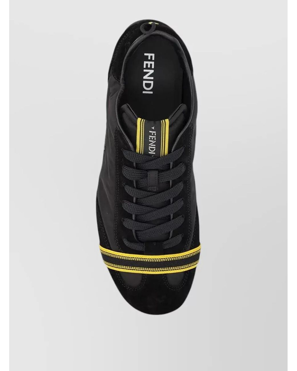 Fendi Black Leather Lace-Up Sneakers for men