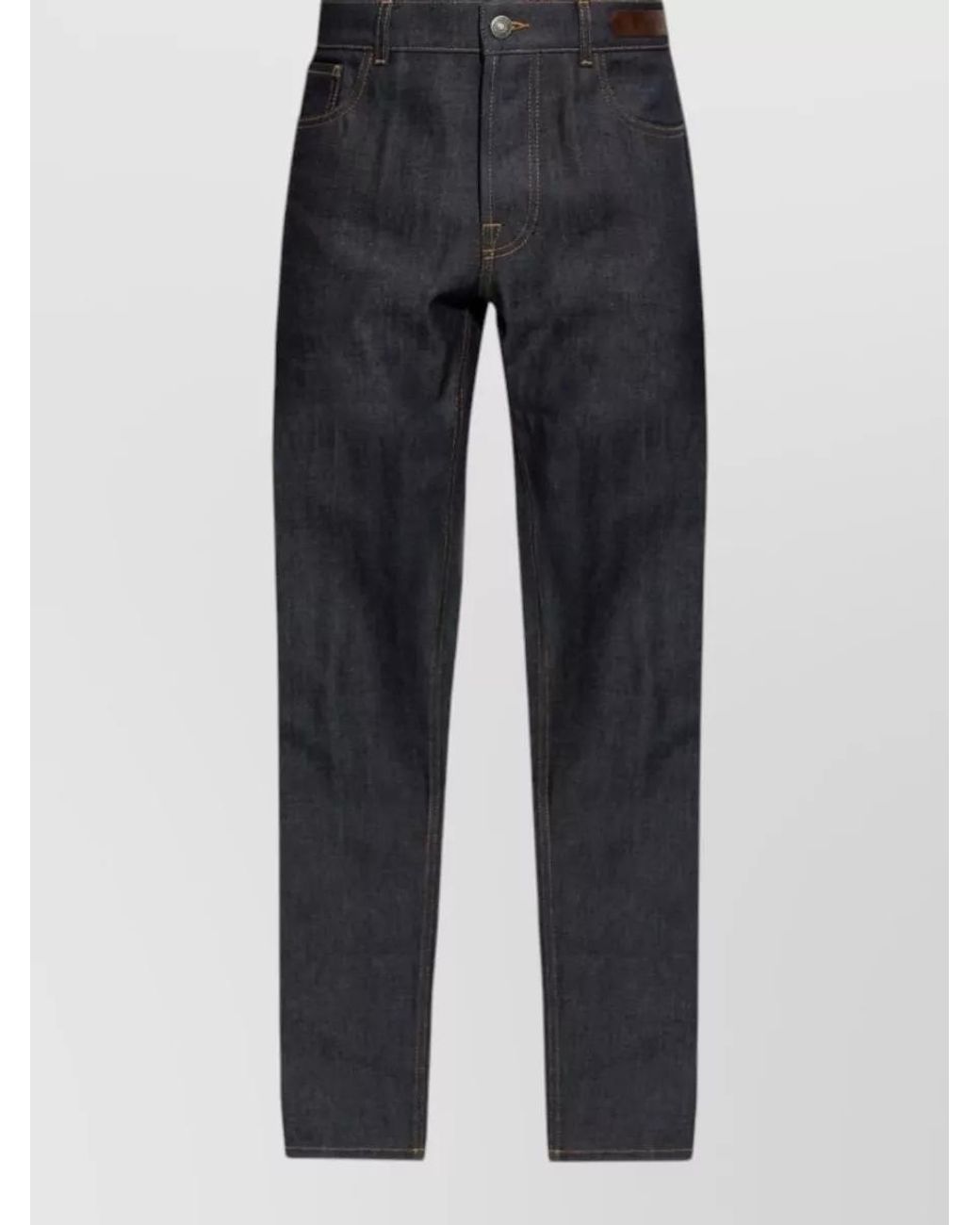 Lanvin Blue Silk Straight-Leg Jeans for men