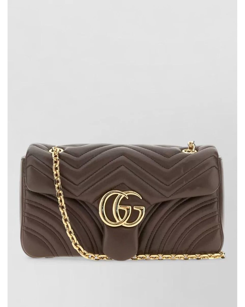 Gucci Brown Gg Marmont Medium Lamb Leather Shoulder Bag