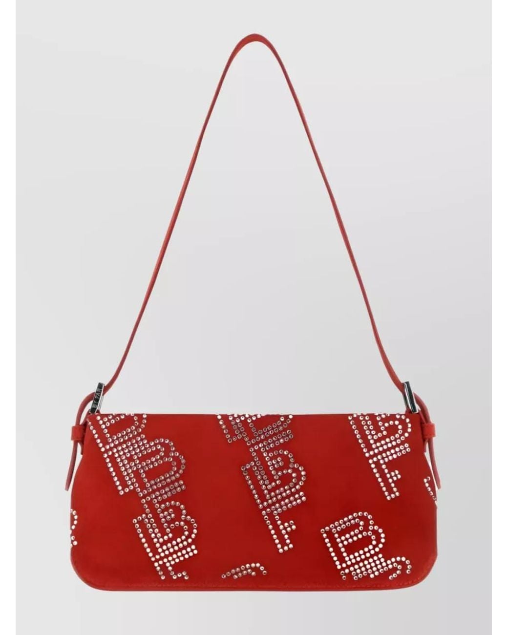 By Far Red Dulce Suede Embellished Shoulder Bag