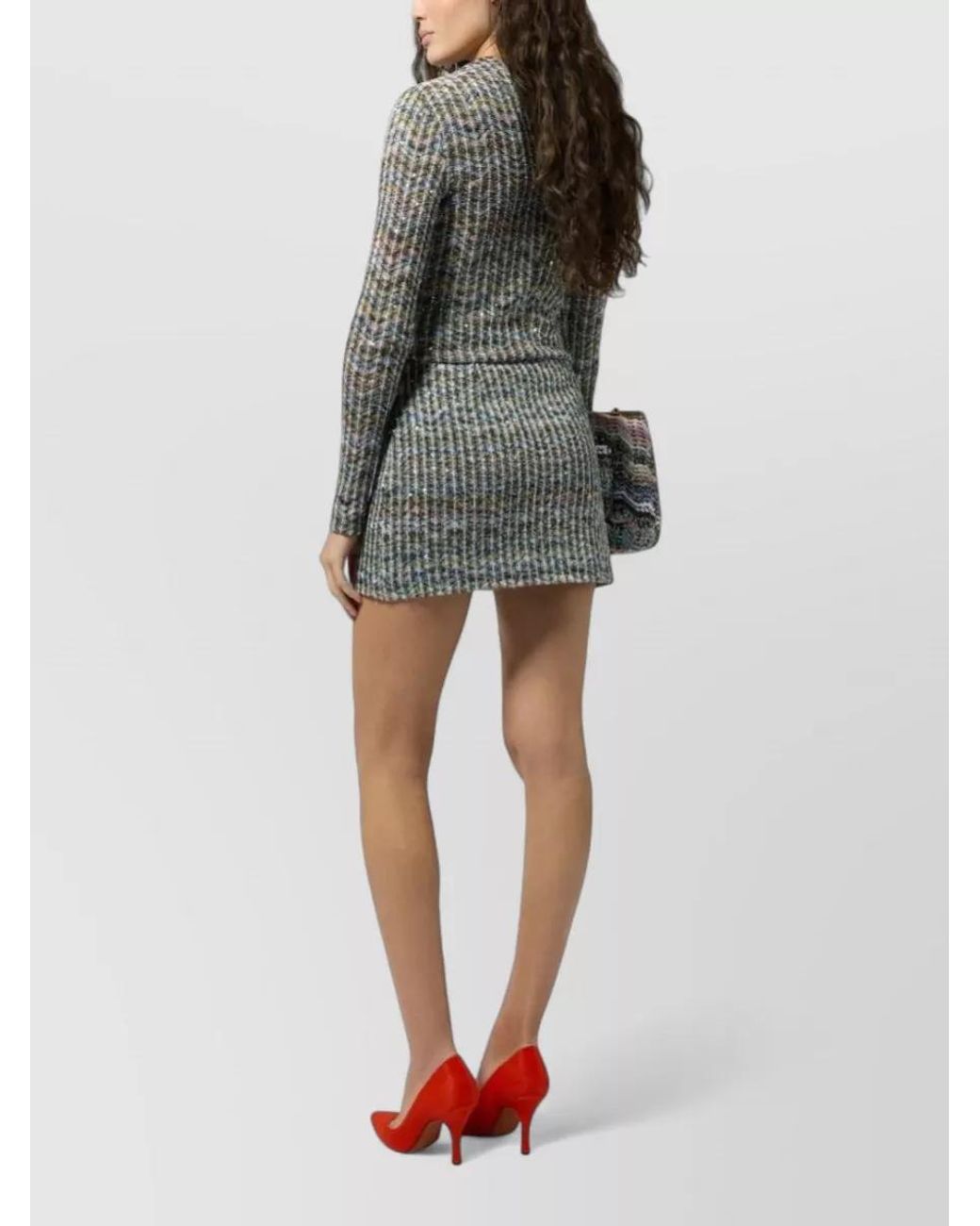 Missoni Gray Sequinned Chevron Mini Skirt
