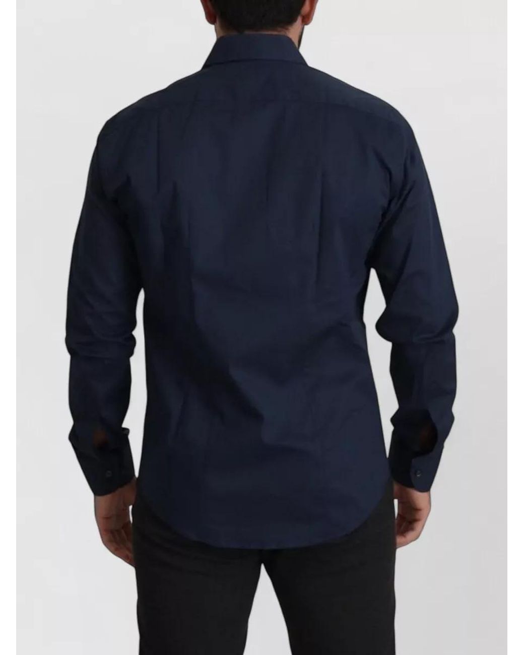 Roberto Cavalli Blue Cotton Long-Sleeve Dress Shirt for men