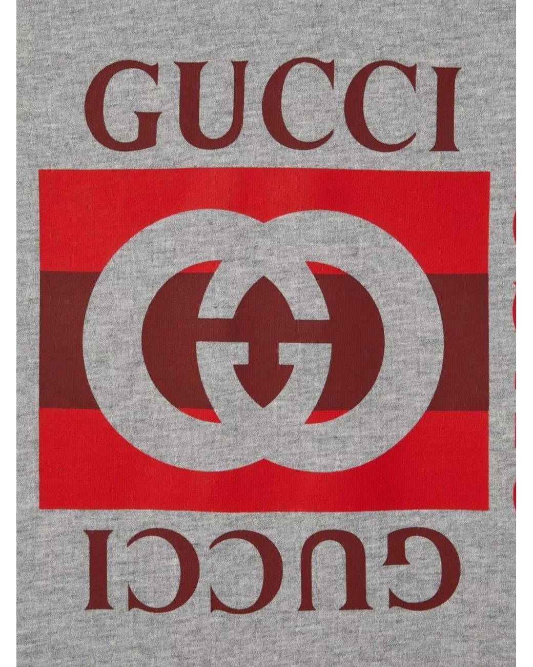 Gucci Gray Cotton Logo Printed Hoodie for men