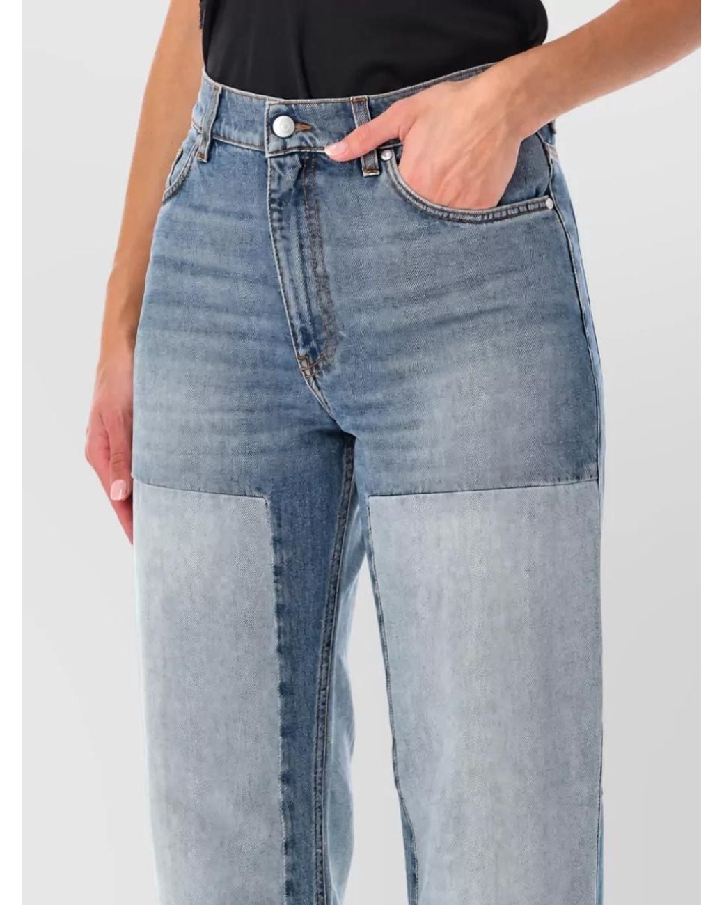 Stella McCartney Blue Patchwork Straight-Leg Denim Jeans