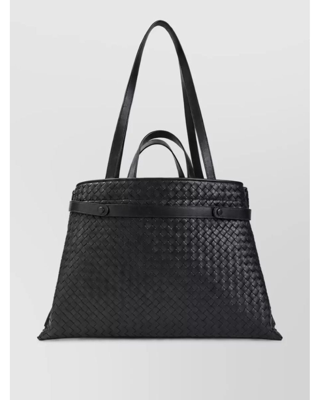 Bottega Veneta Black Leather Intrecciato Tote Bag for men
