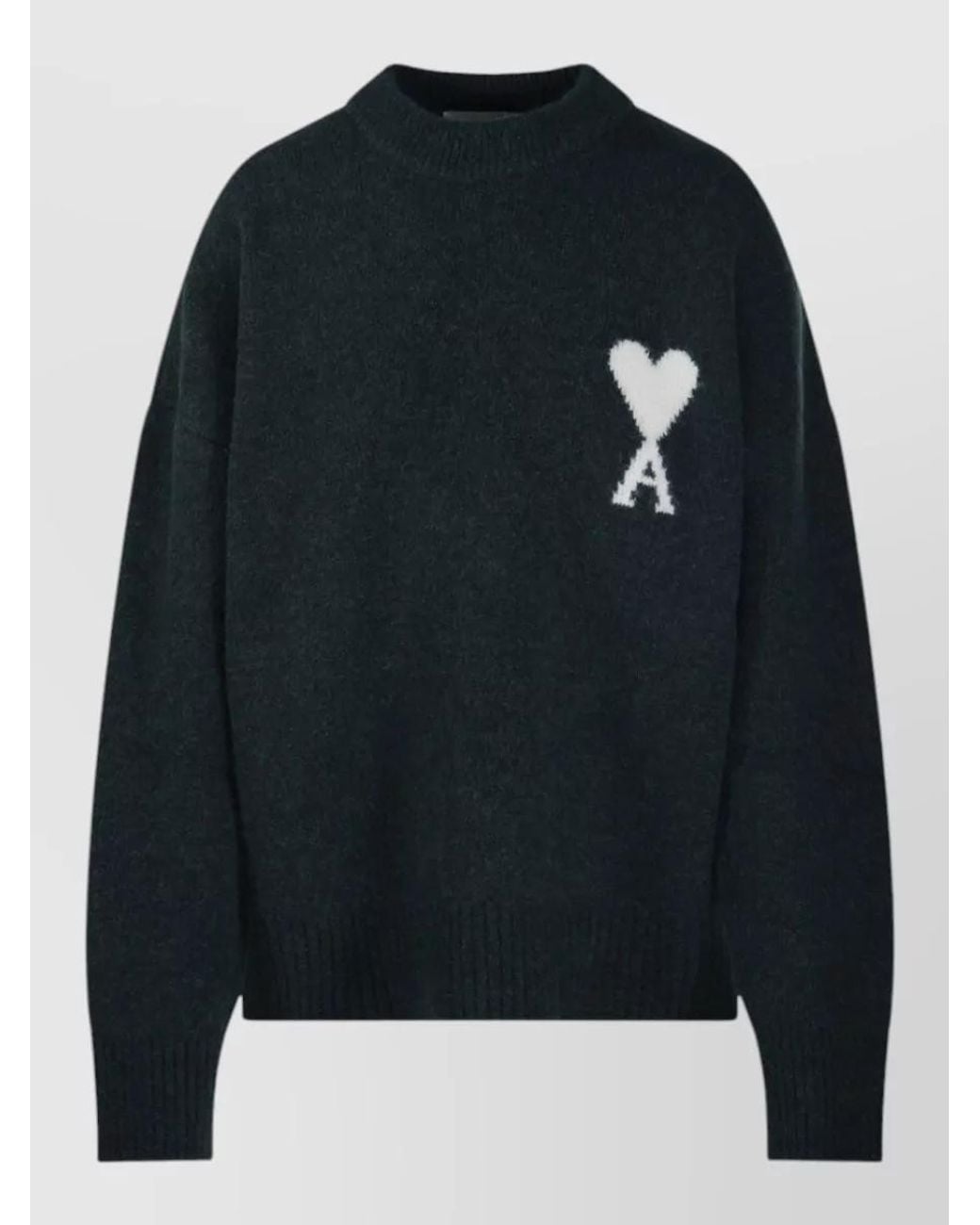 AMI Black Alpaca Wool Crewneck Sweater