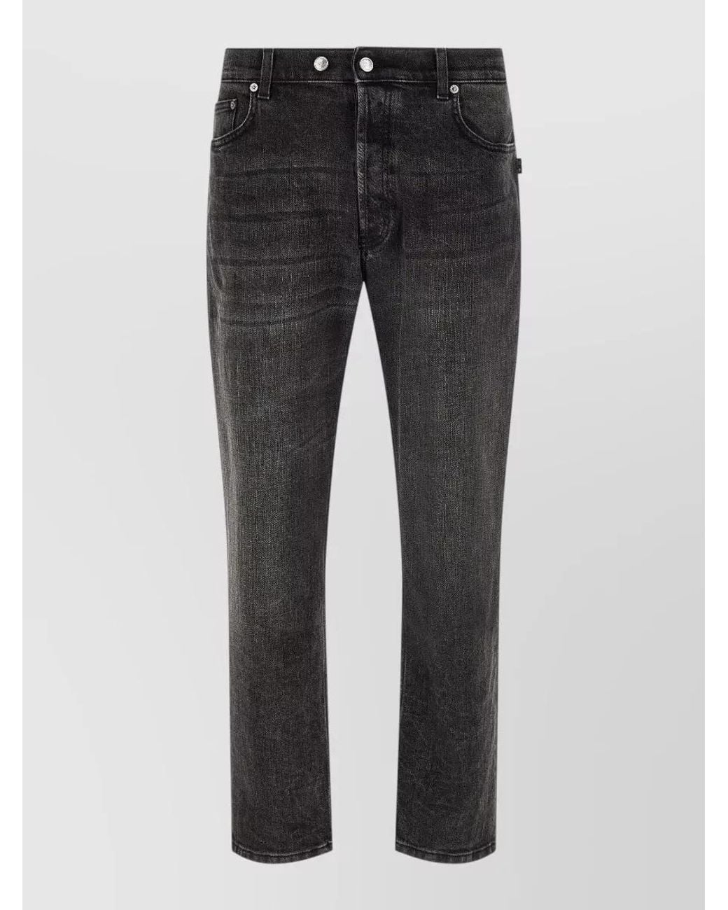 Department 5 Gray Denim Mid-Rise Tapered Cropped Jeans for men