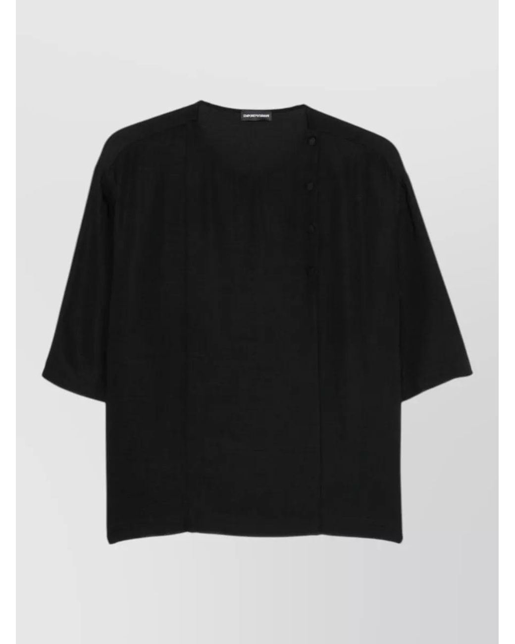 Emporio Armani Black Slub Knit Boxy Top