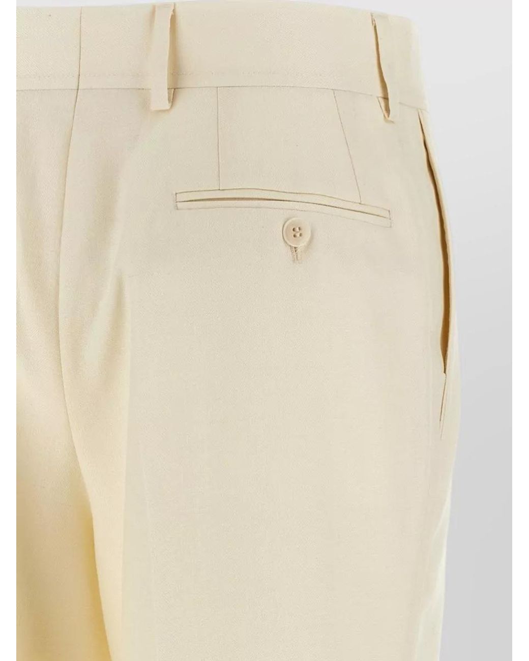 Brioni Natural Wool Silk Linen Straight-Leg Trousers