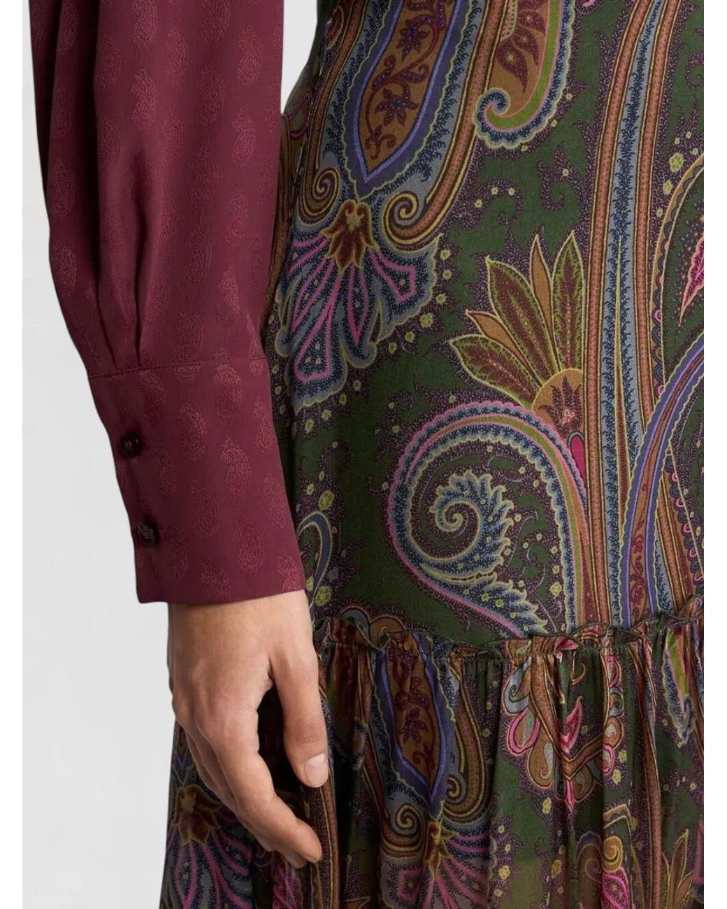 Etro Brown Silk Paisley-Print Maxi Skirt