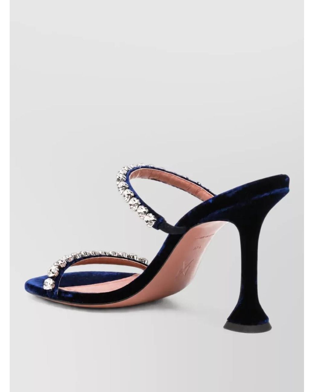 AMINA MUADDI Black Velvet Crystal-Embellished Mules