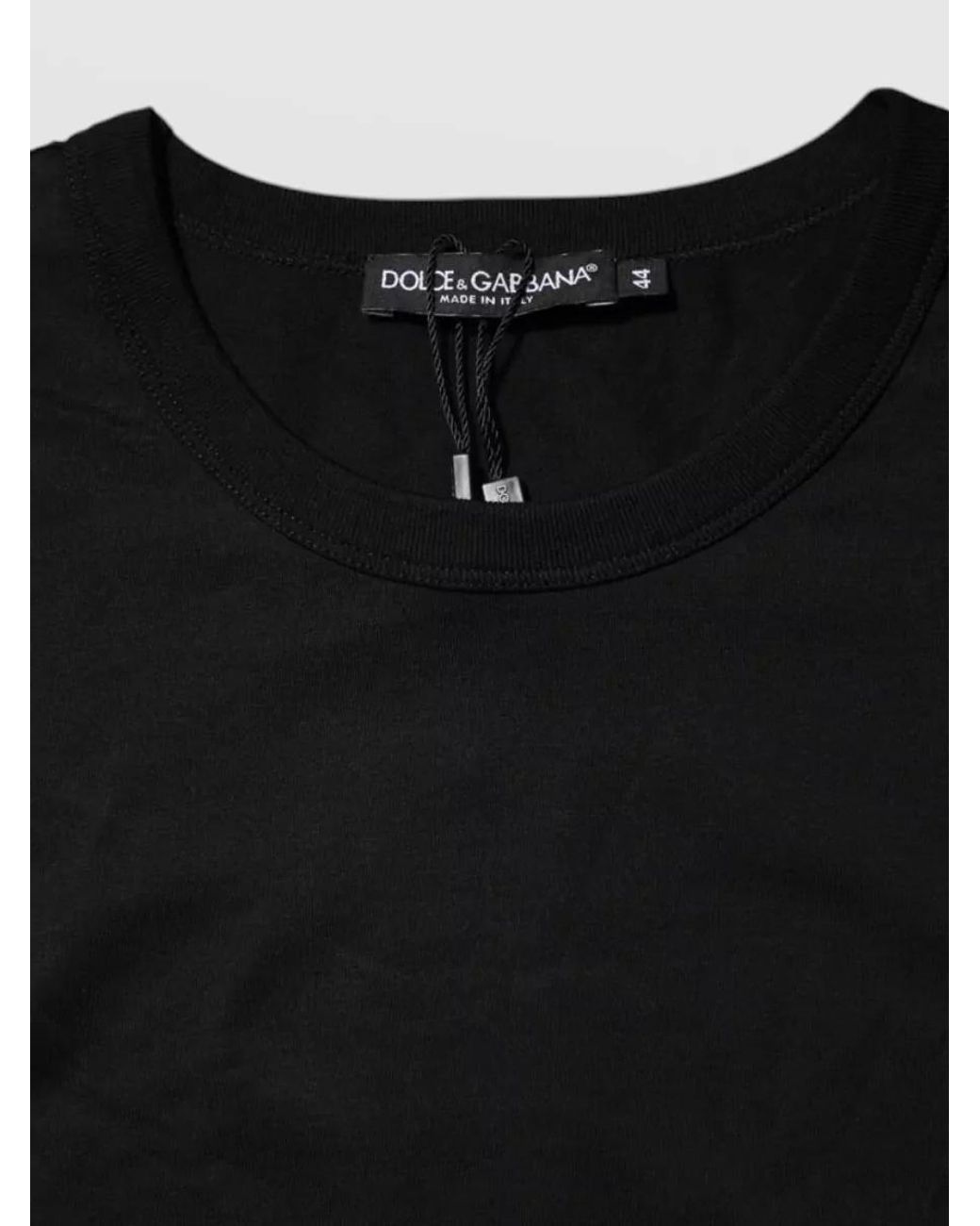 Dolce & Gabbana Black Cotton Slim-Fit Crewneck Short-Sleeve T-Shirt for men