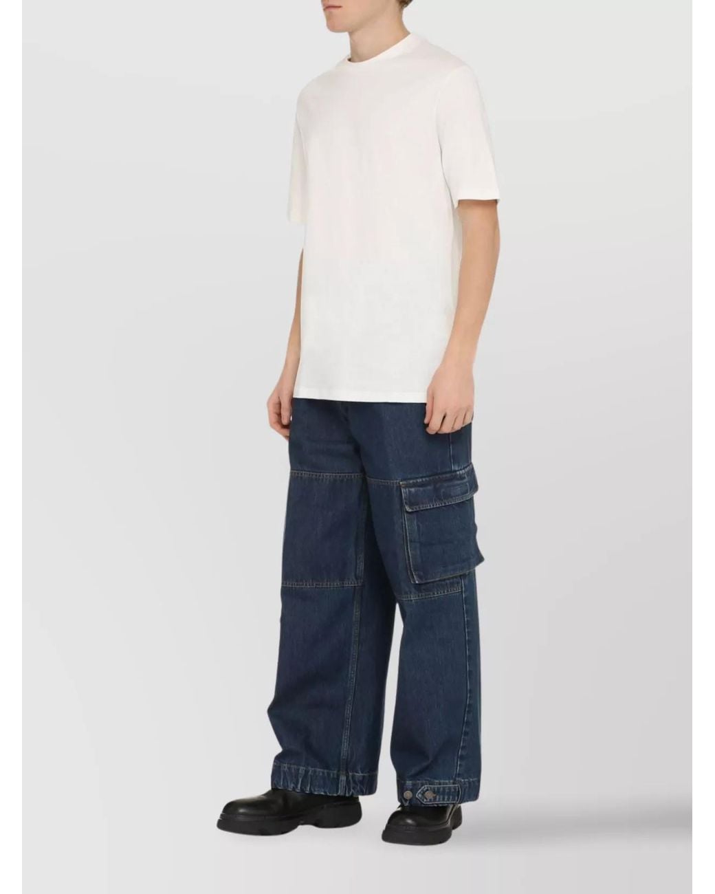 Jil Sander White Cotton Ribbed Crew-Neck T-Shirt for men