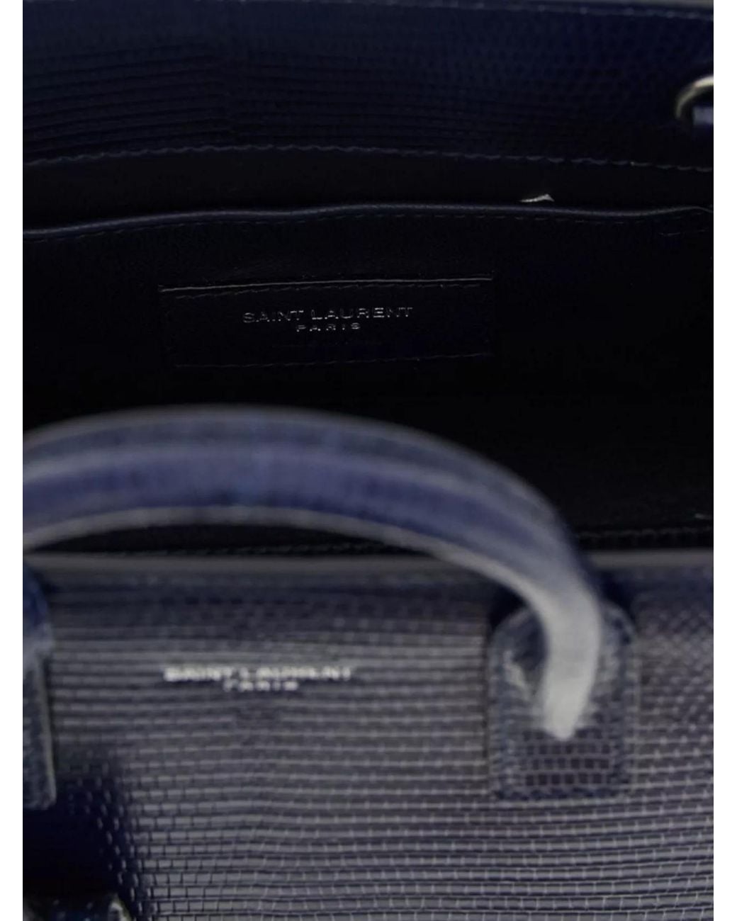 Saint Laurent Blue Sac De Jour Nano Lizard Leather Tote Bag