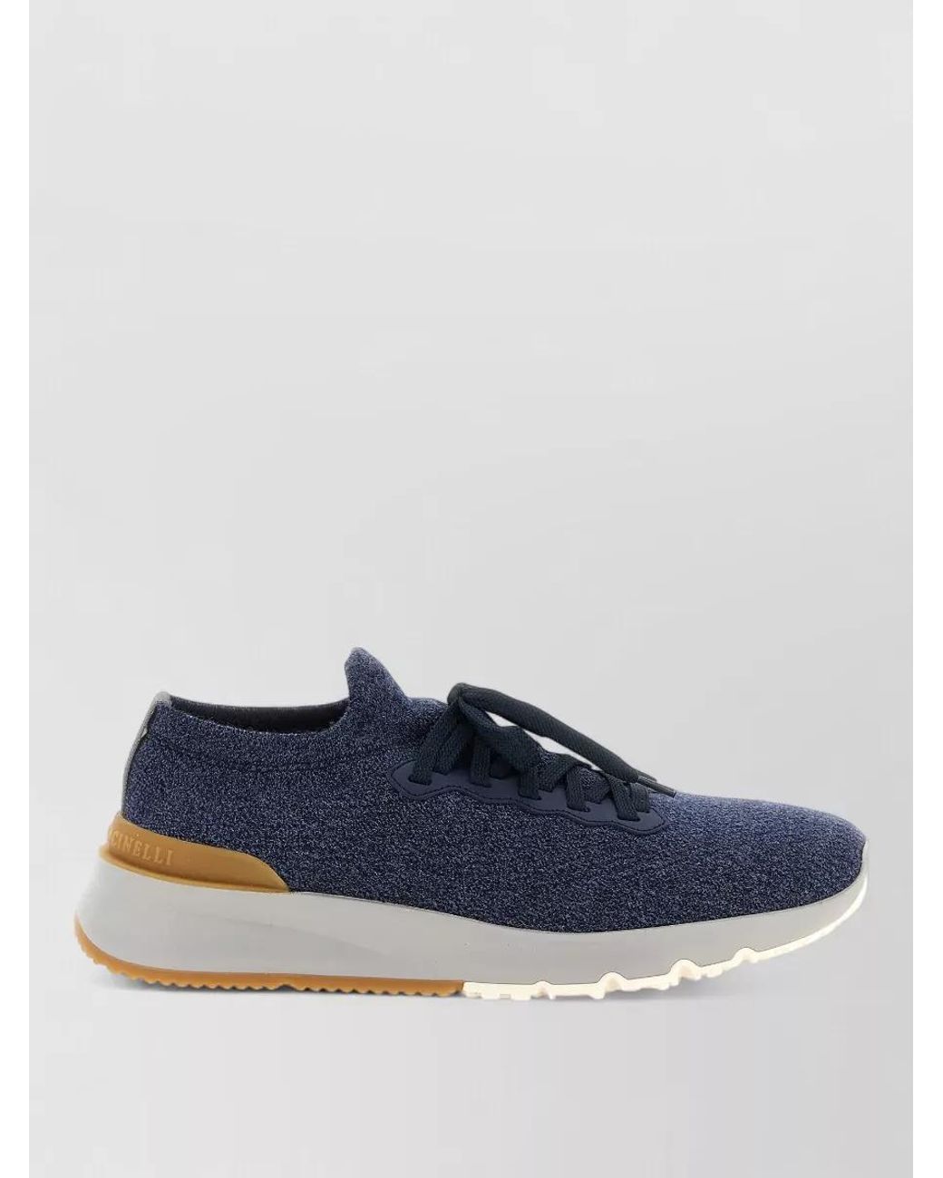 Brunello Cucinelli Blue Jacquard Knit Lace-Up Sneakers for men