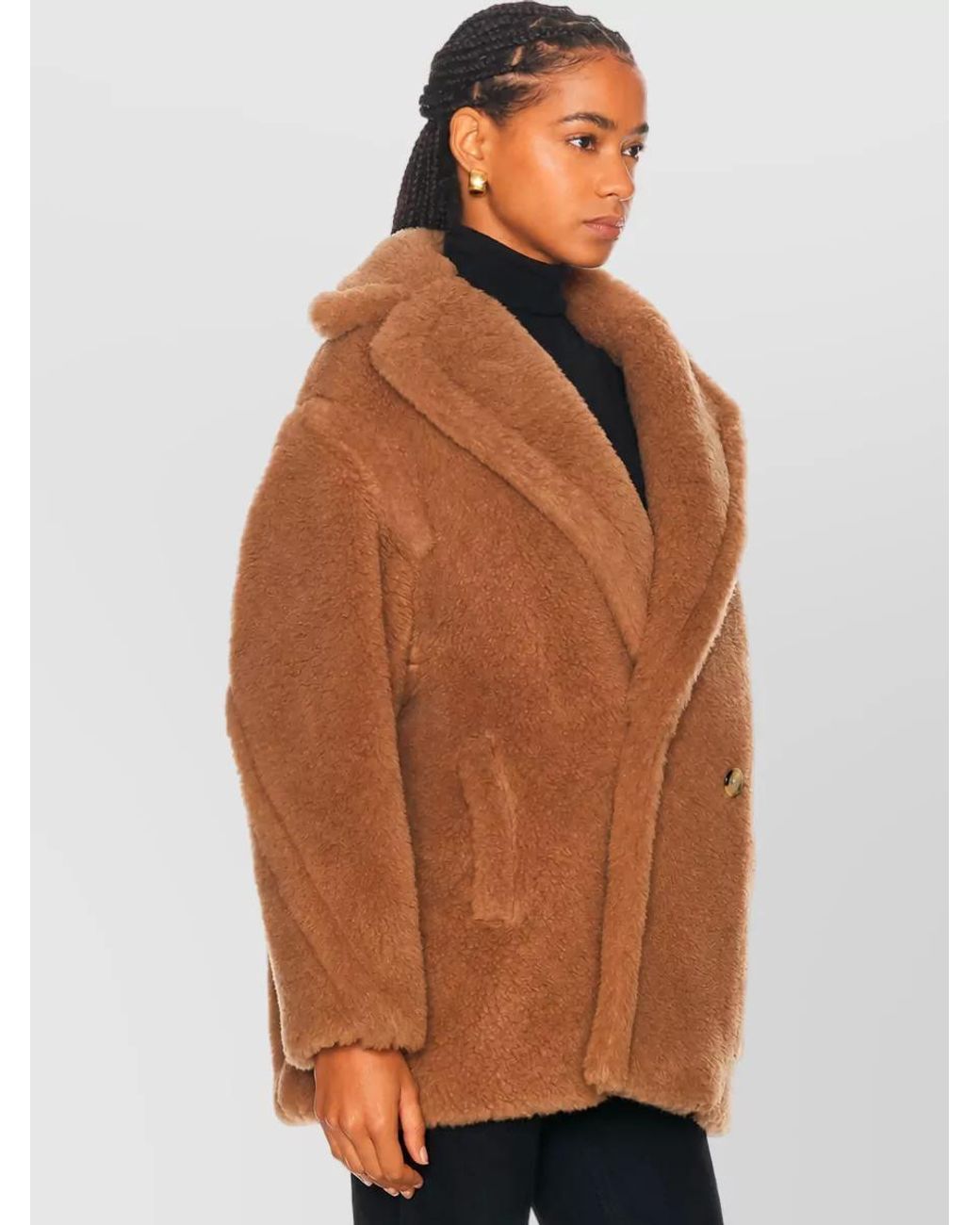 Max Mara Brown Camel Hair Silk Fitted Jacket
