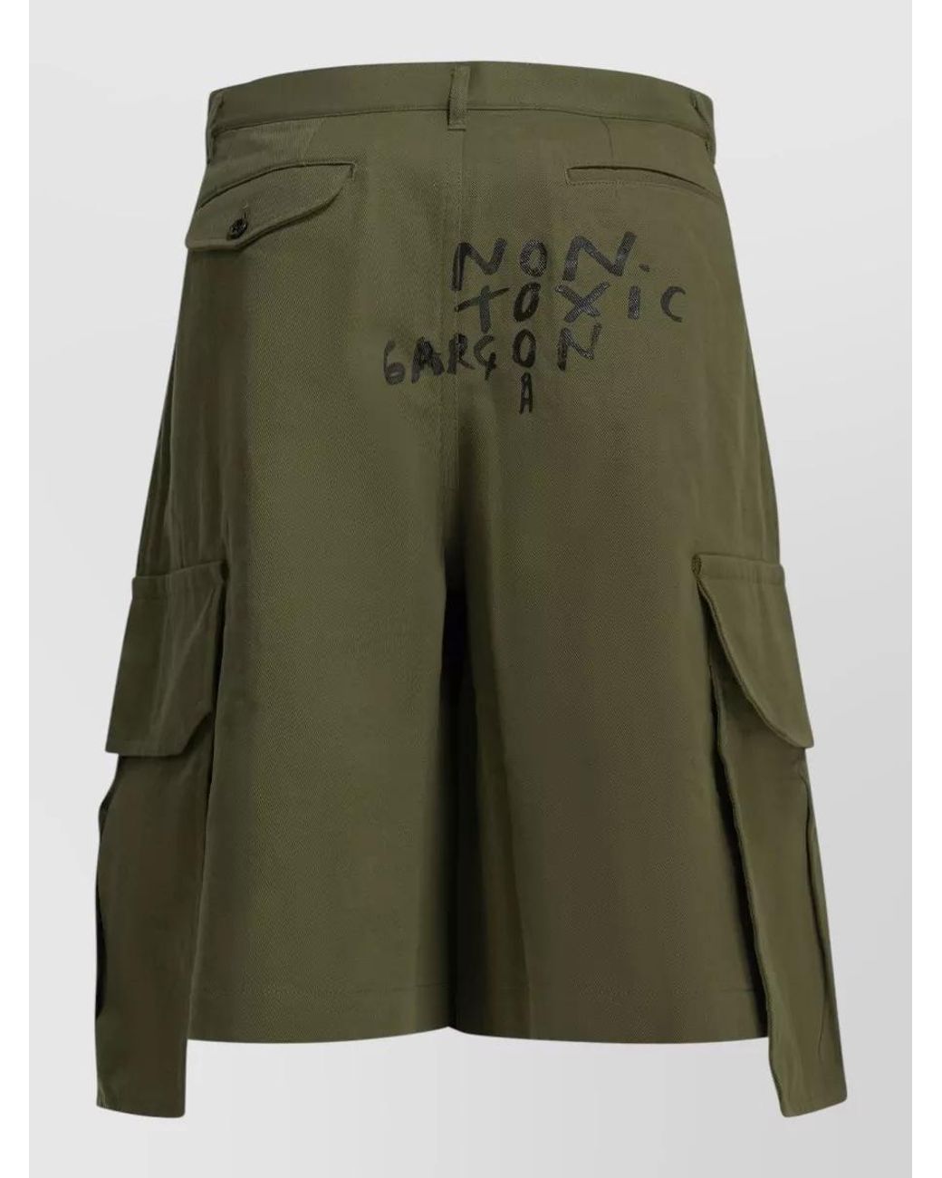 Comme des Garçons Green Printed Cotton Cargo Shorts for men