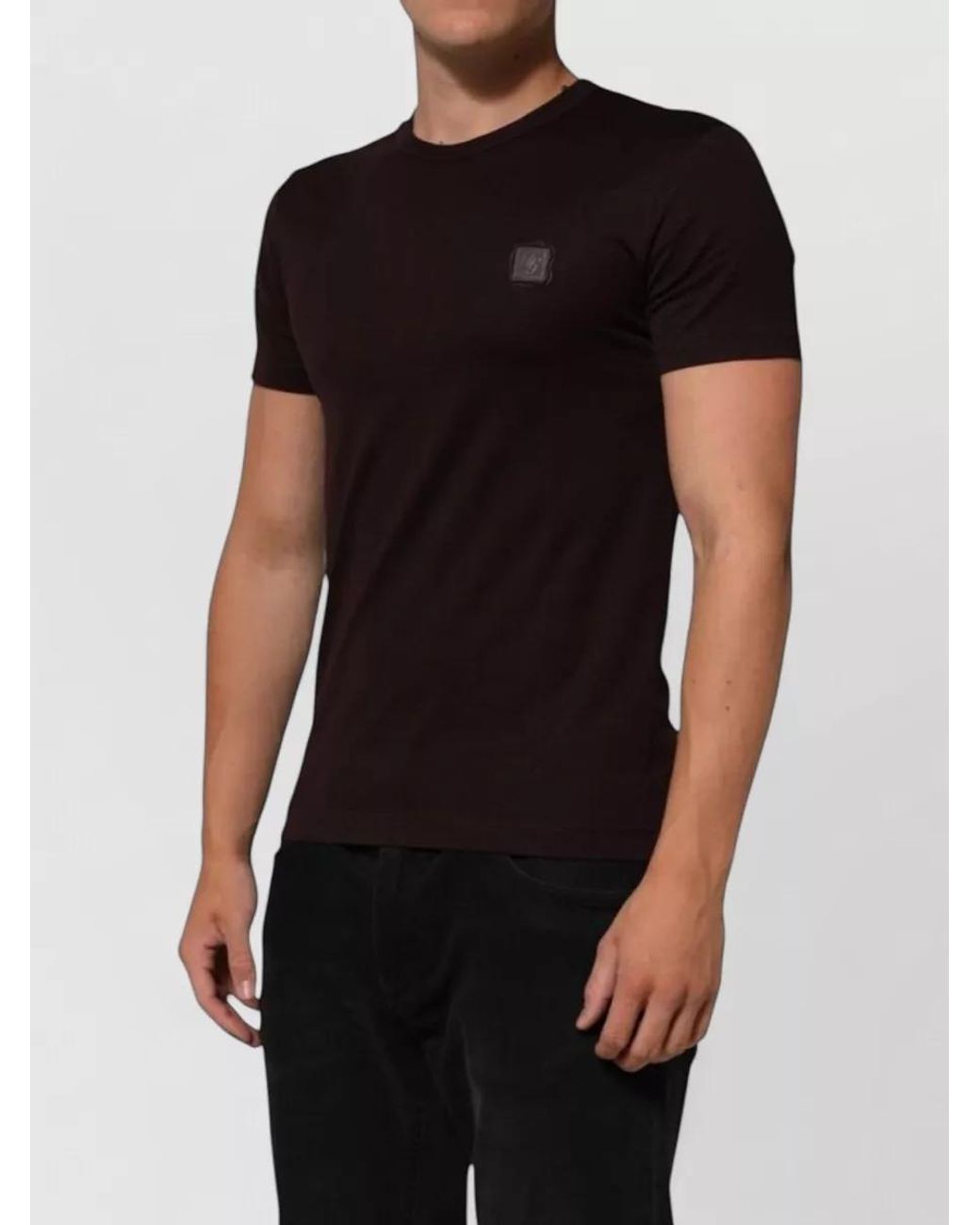 Dolce & Gabbana Black Cotton Slim-Fit Logo-Patch Crew-Neck T-Shirt for men